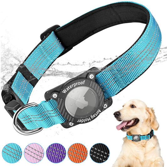 AgoumLux Airtag Dog Collar Waterproof Nylon