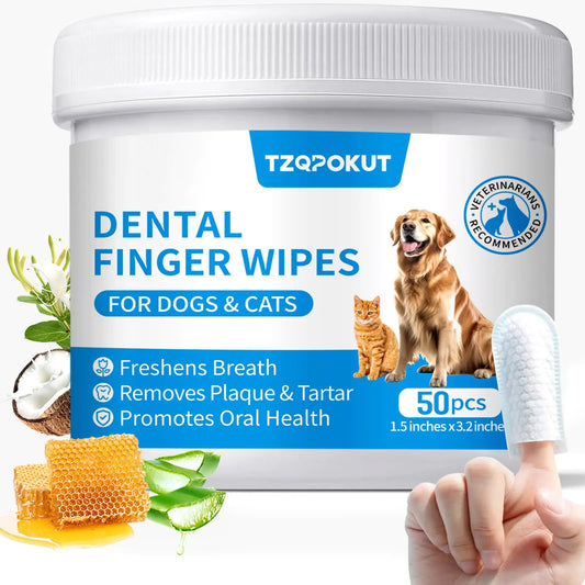 Tzqpokut Dog Dental Cleaning Wipes 50ct