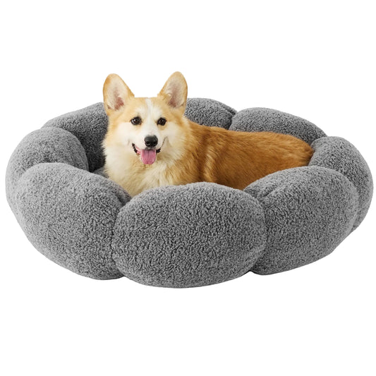 Calming Flower Donut Dog Bed Plush Washable